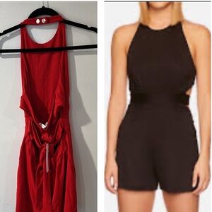 Susana Monaco High Halter Romper in Perfect red